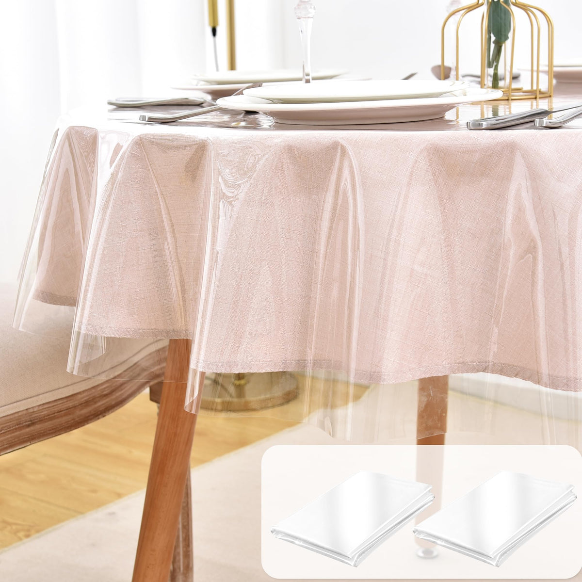 Nasitos mantel protector redondo de 70 pulgadas, transparente, protege contra manchas y calor.