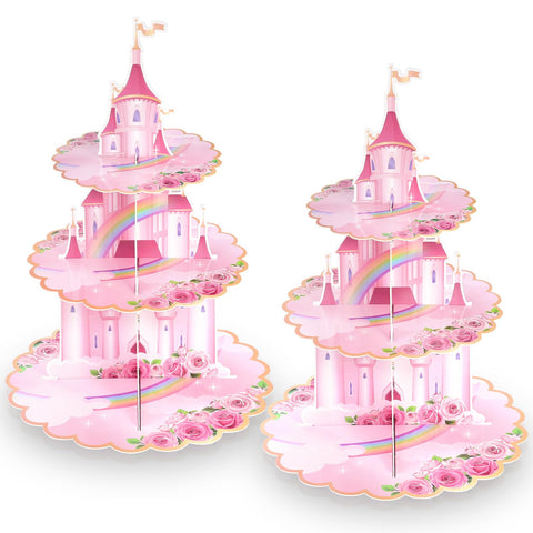 NatNarr portacupcakes castillo princesa tres niveles para fiestas temáticas