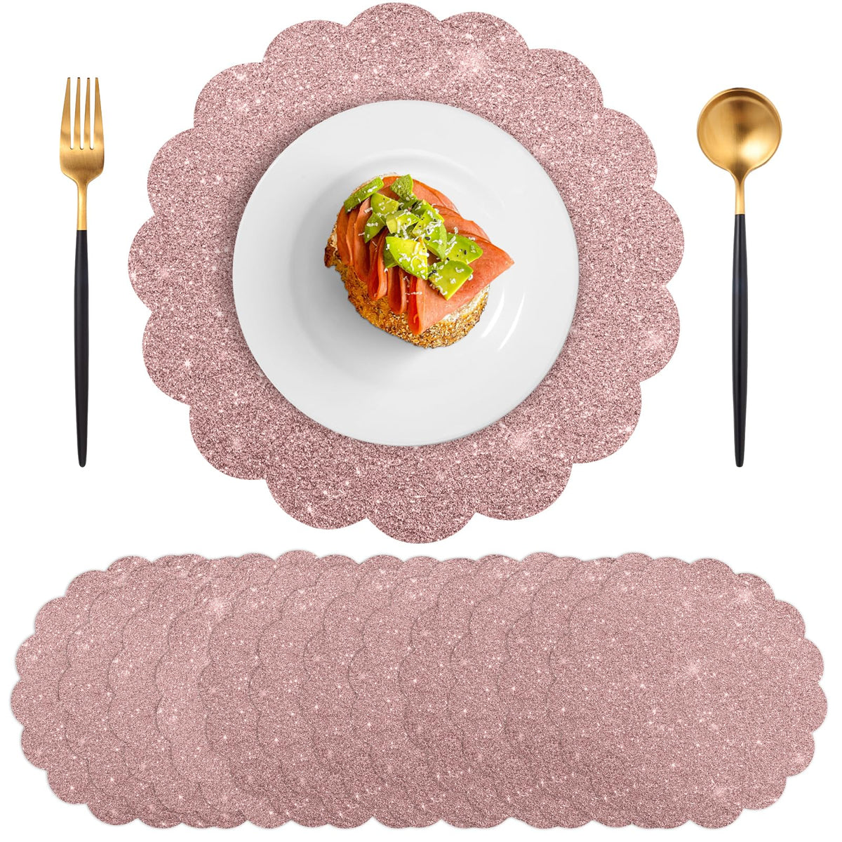 Manteles NatNarr con brillo rosa dorado 60 unidades para mesas festivas
