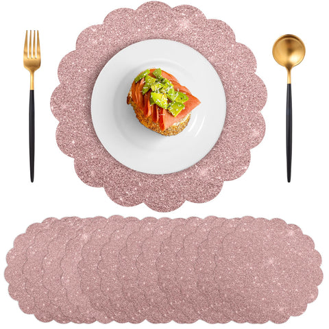 Manteles NatNarr con brillo rosa dorado 60 unidades para mesas festivas