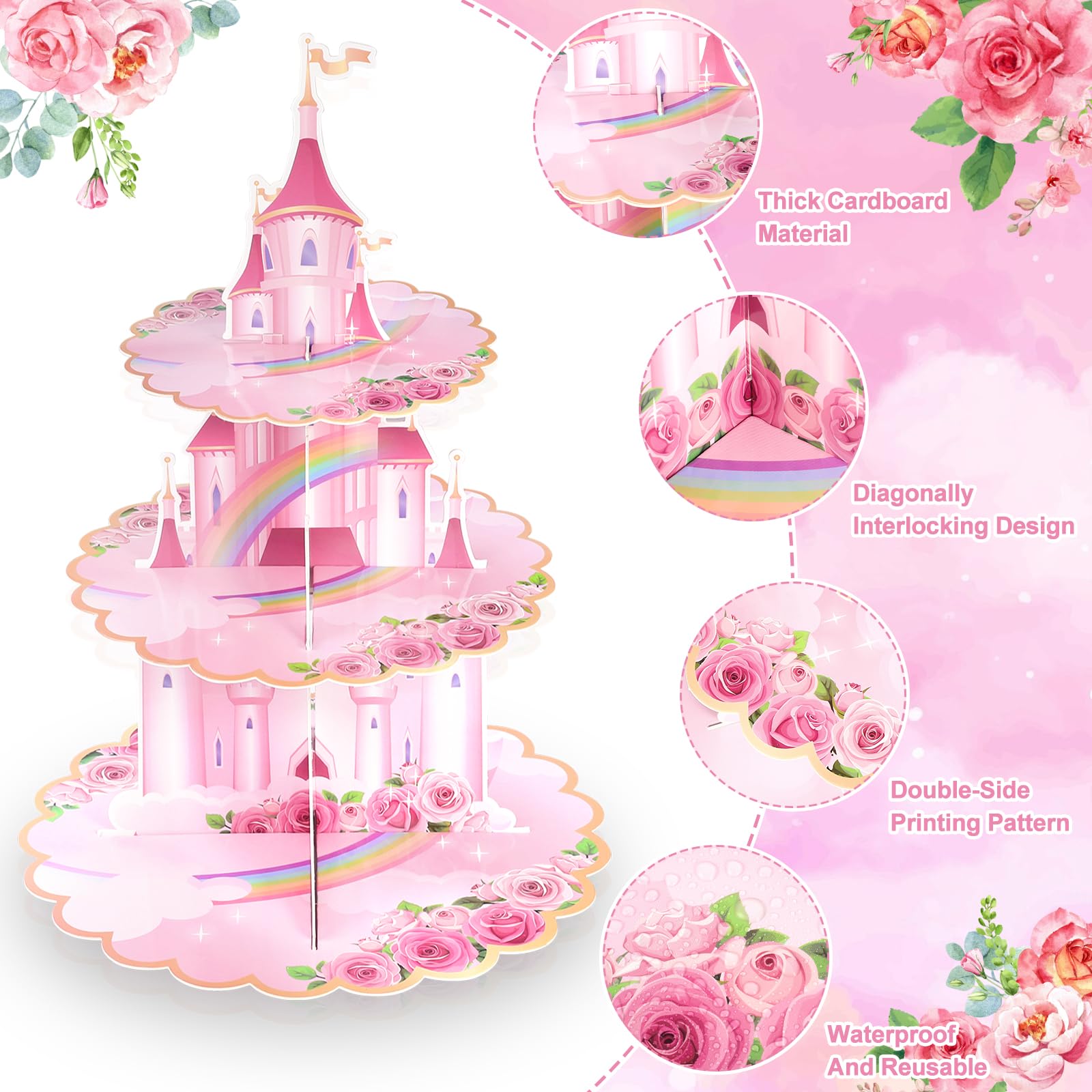 Mesa de dulces princesa rosa realza la decoración de fiesta