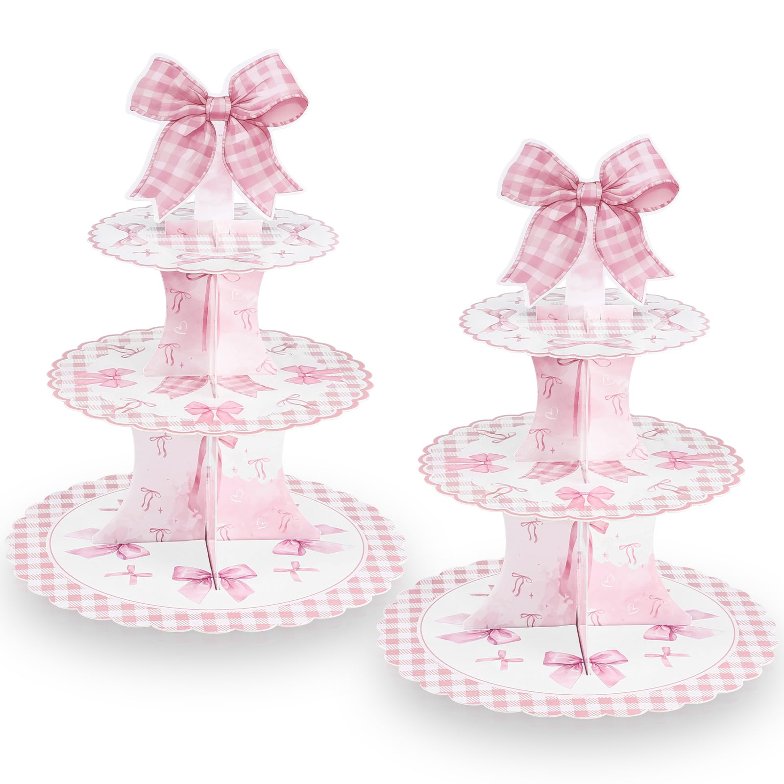 NatNarr soporte cupcakes lazo rosa 3 niveles para pasteles y postres