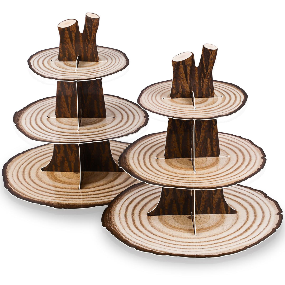 NatNarr soporte-cupcakes-madera-woodland-3-niveles, muestra cupcakes con elegancia.