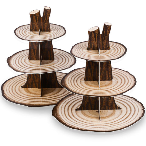 NatNarr soporte-cupcakes-madera-woodland-3-niveles, muestra cupcakes con elegancia.