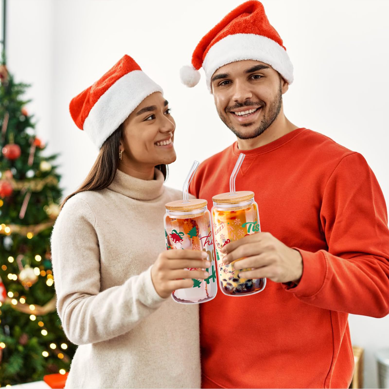 NatNarr tapa de bambú en vaso navideño, material seguro