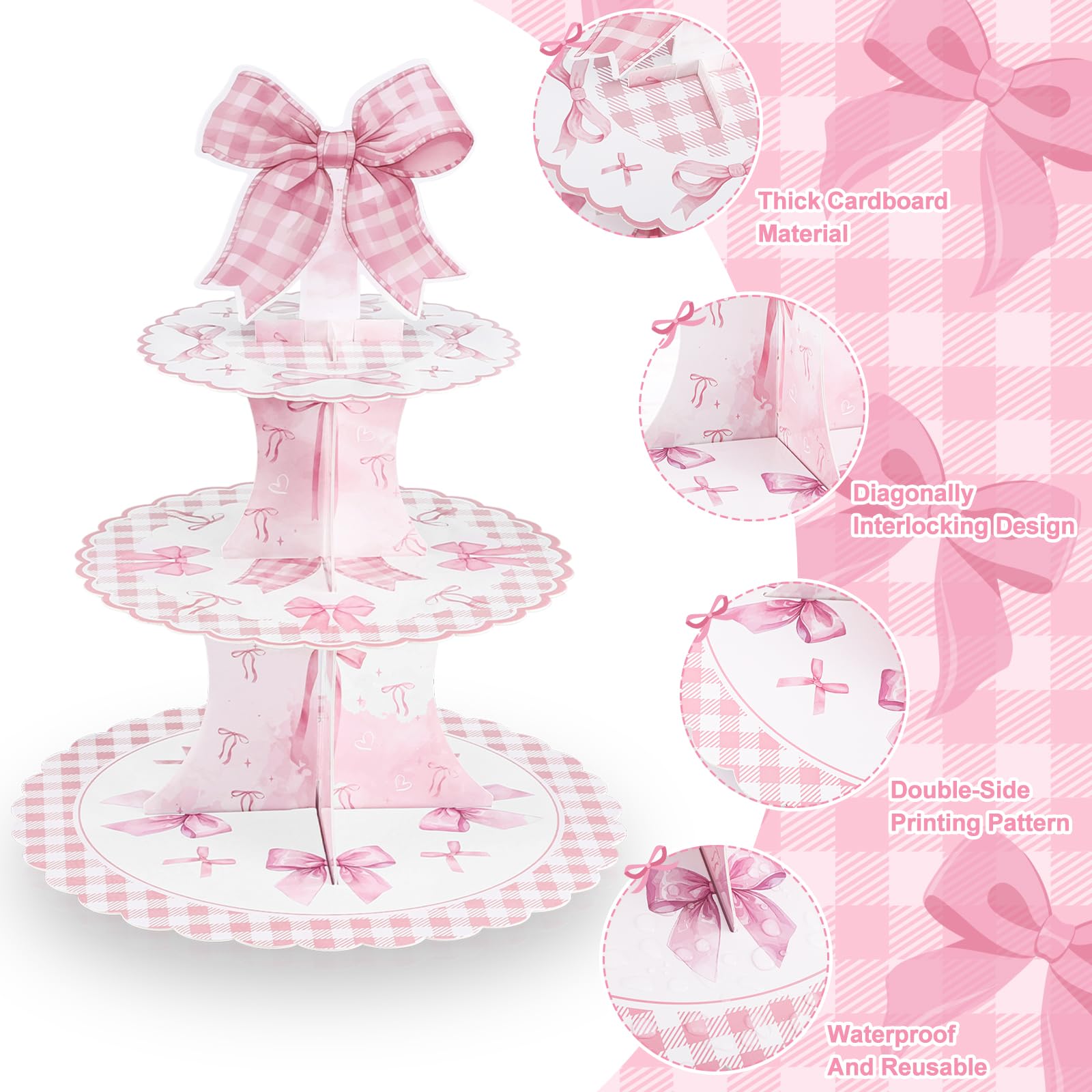 NatNarr torre postres rosa 3 niveles ideal para cupcakes
