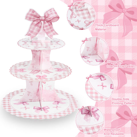 NatNarr torre postres rosa 3 niveles ideal para cupcakes