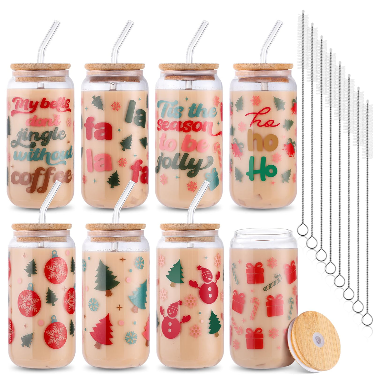 NatNarr vaso navideño 16 oz con tapa, diseño de árbol navideño, ideal para bebidas festivas