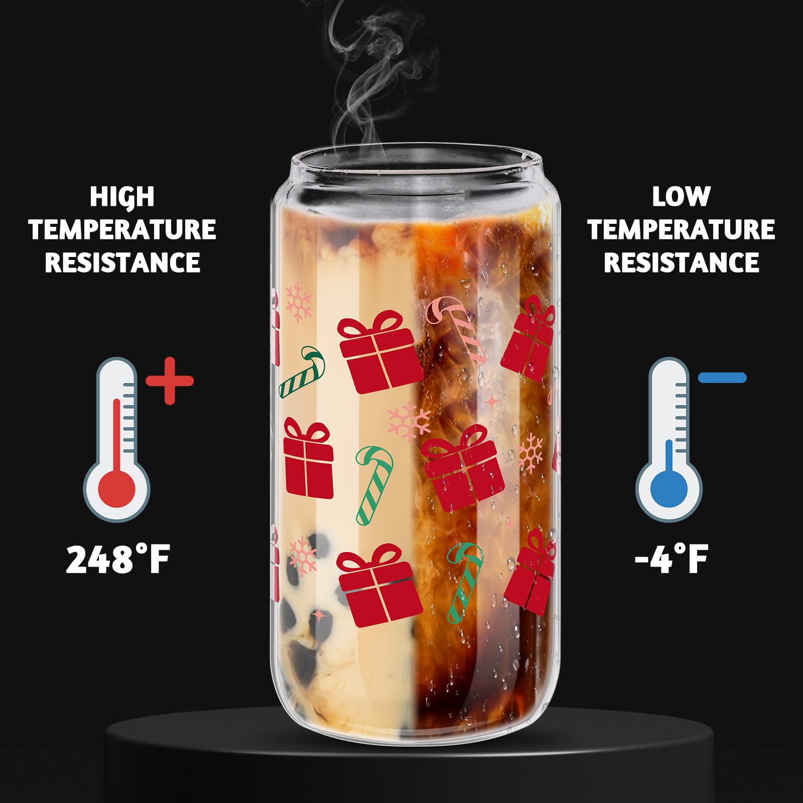 NatNarr vaso navideño 16 oz con diseño de regalo, estilo festivo