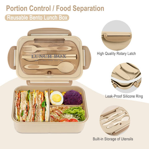 NatraProw Bento Box tres compartimentos para porciones separadas.