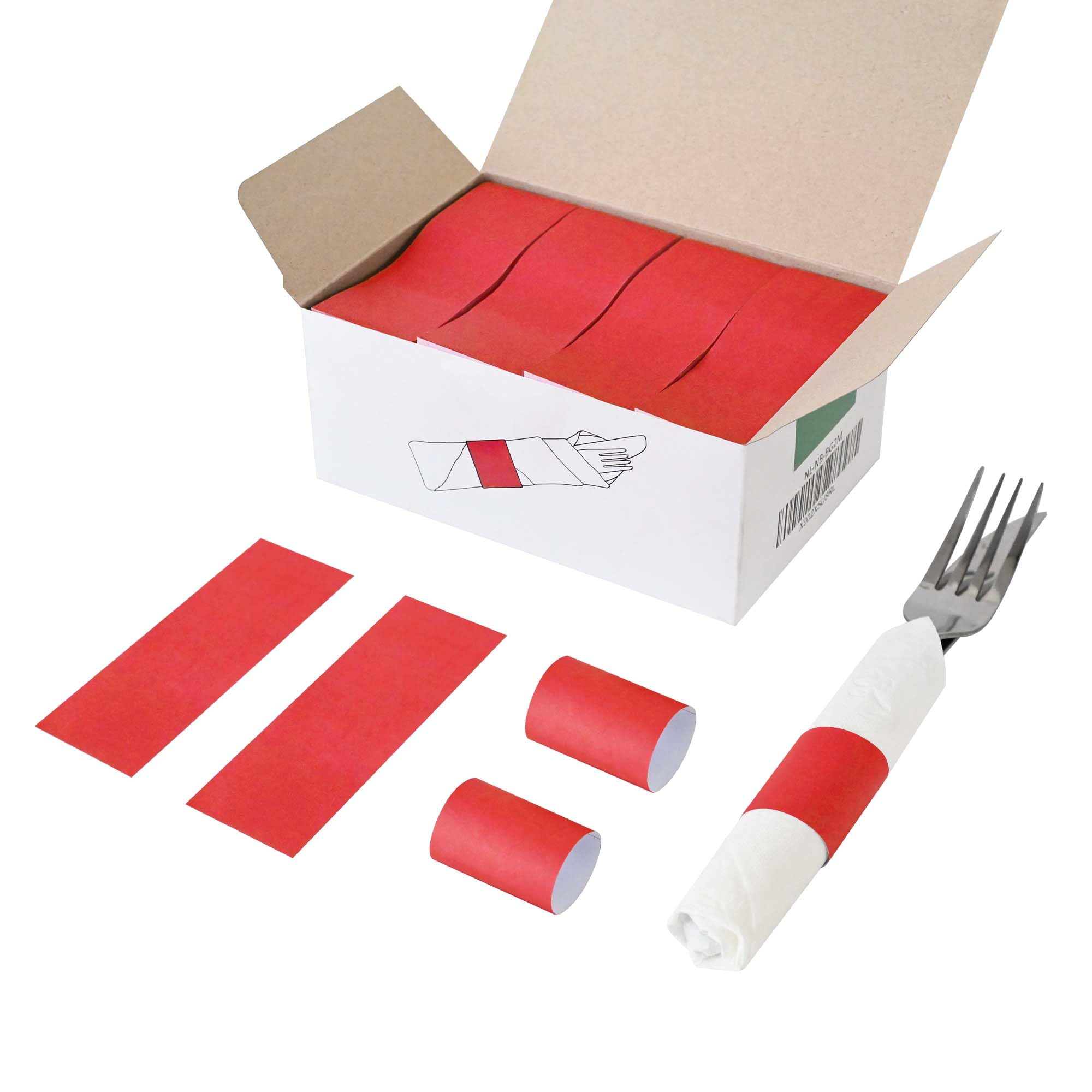 Anillos NATURALABEL para servilletas en caja roja, listos para organizar la mesa con estilo.