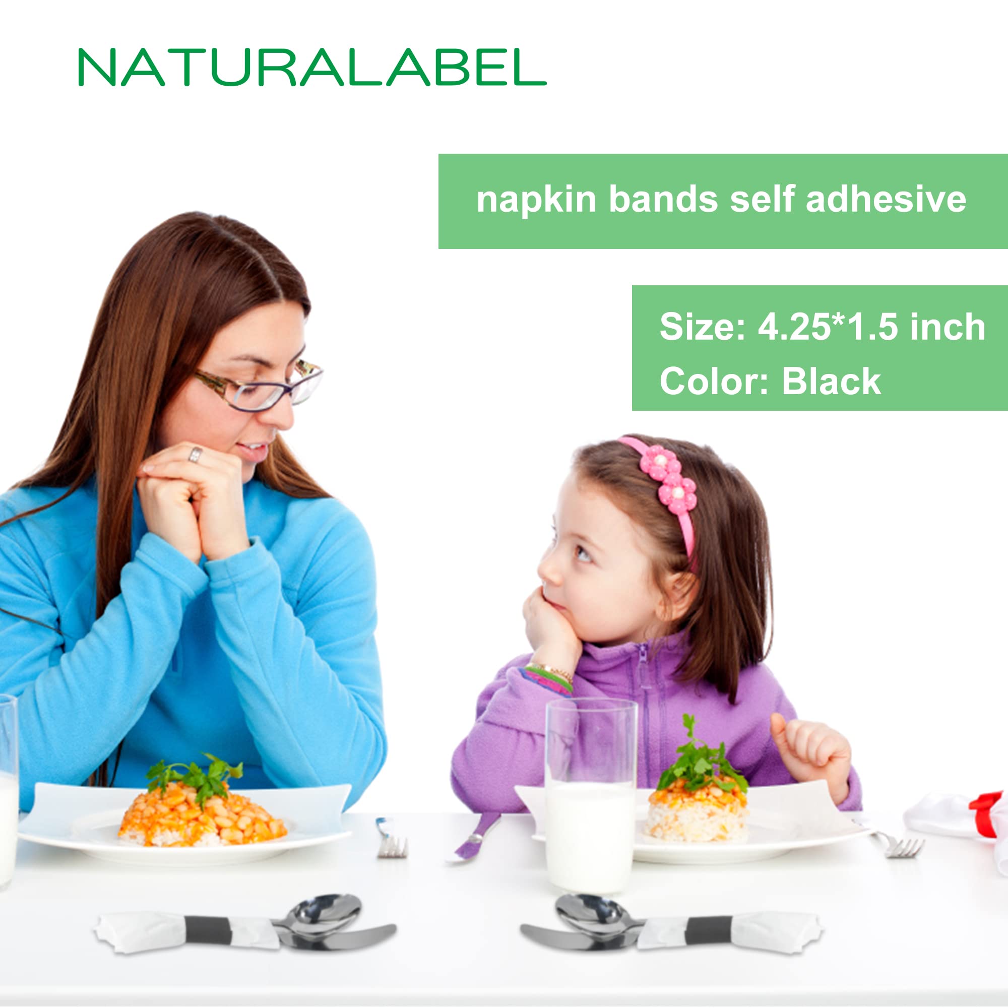 NATURALABEL cierre adhesivo para agrupar cubiertos y servilletas con NATURALABEL