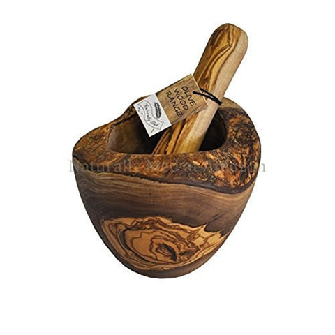 Naturally Med mortero-pilon-olivo: ideal para moler especias y hierbas aromáticas