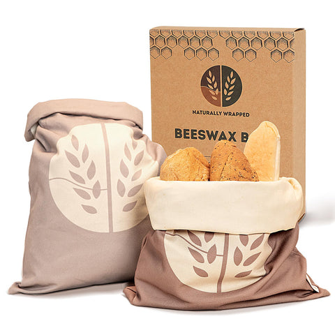 Bolsas NATURALLY WRAPPED para pan casero que respira y conserva frescura.