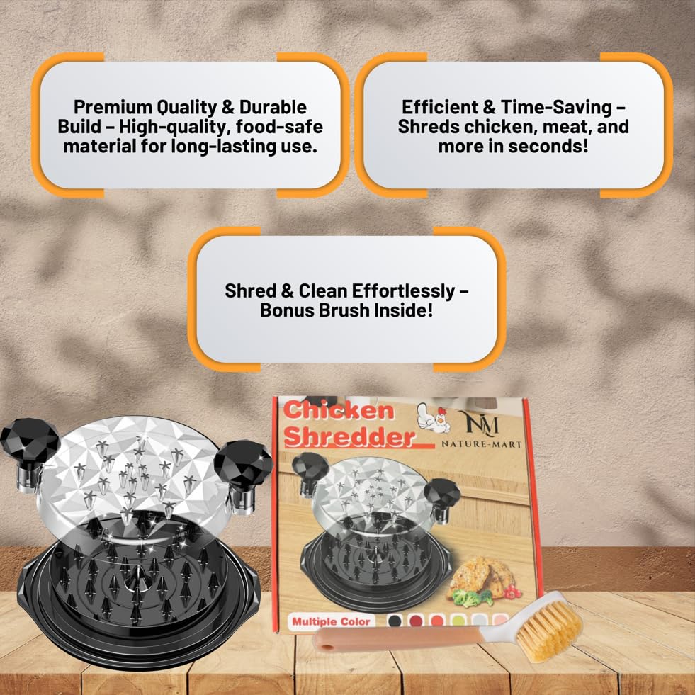 Nature-MART deshilachador de pollo incluye cepillo para limpieza rápida