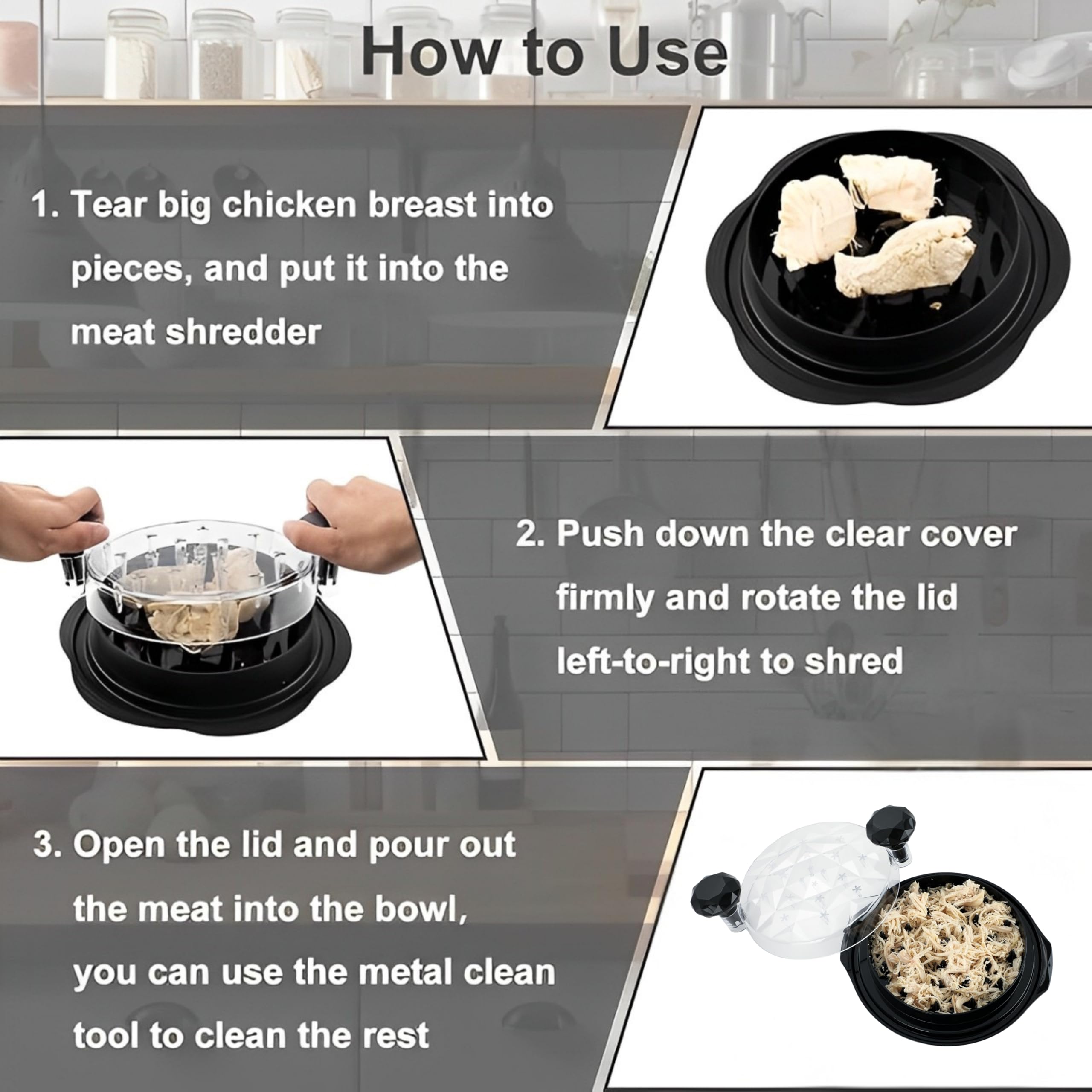 Nature-MART deshilachador de pollo con mango ergonómico para manejo cómodo