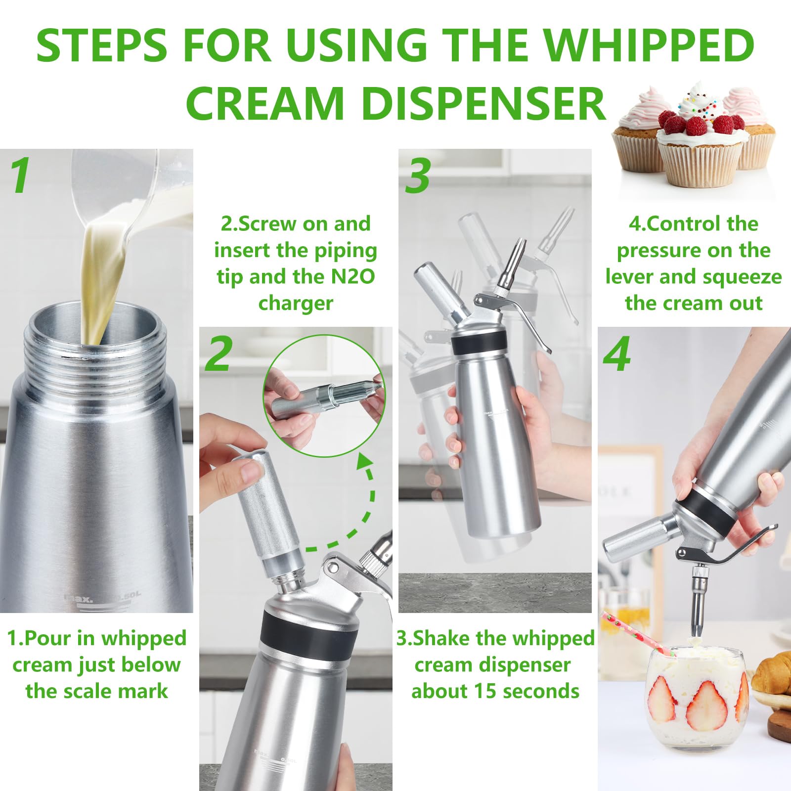 NatureKIT capacidad de 500 ml ideal para porciones grandes en crema para postres.