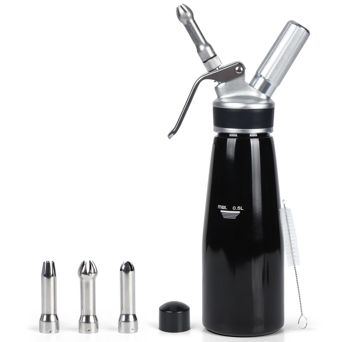 Dispensador NATUREKIT de 500 ml, cuerpo metálico resistente para cremas batidas suaves