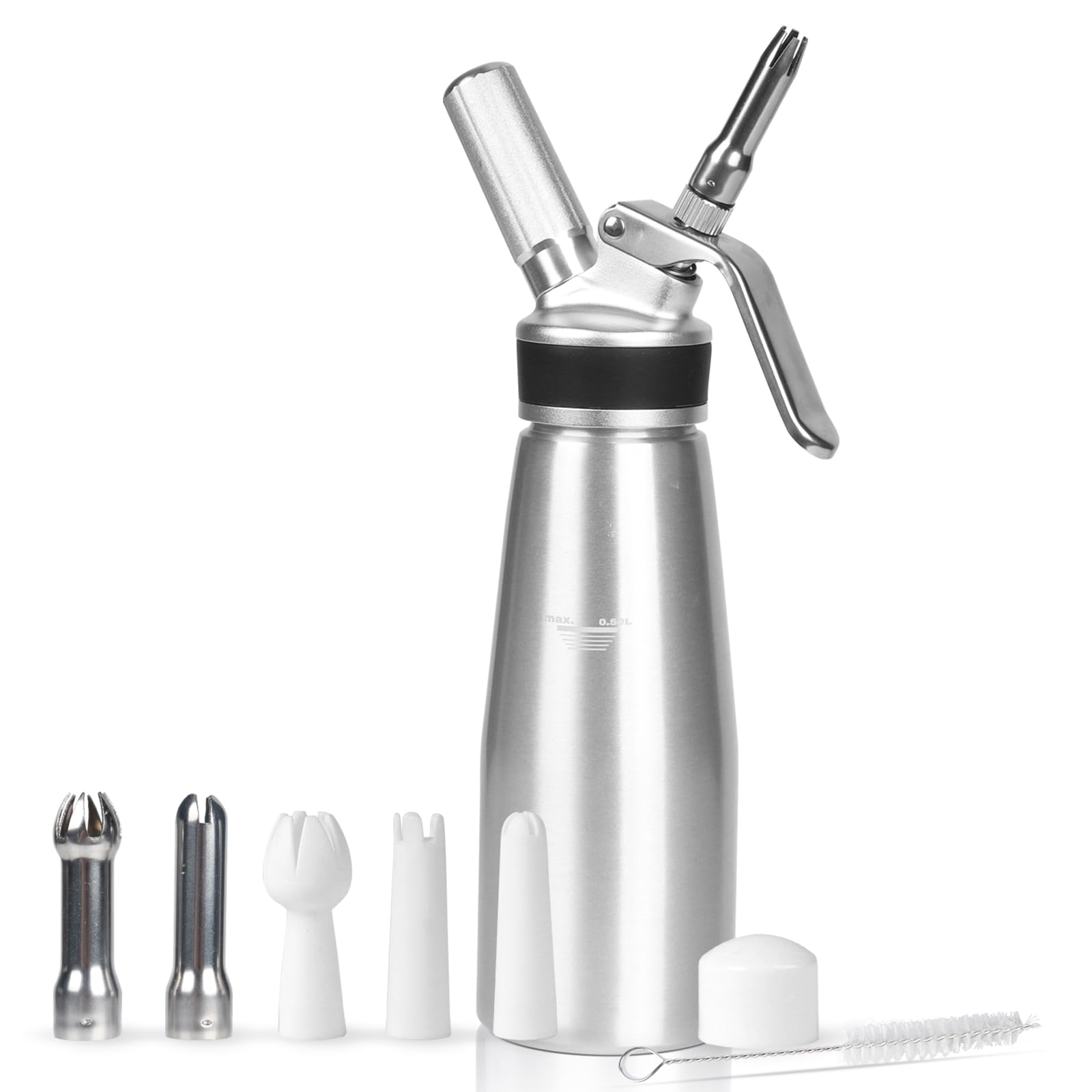 NatureKIT espumador de crema 500 ml: cuerpo ergonómico para uso cómodo en postres.