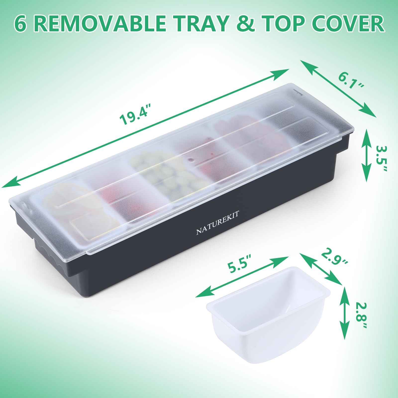 NatureKit bandeja con seis compartimentos removibles para condimentos