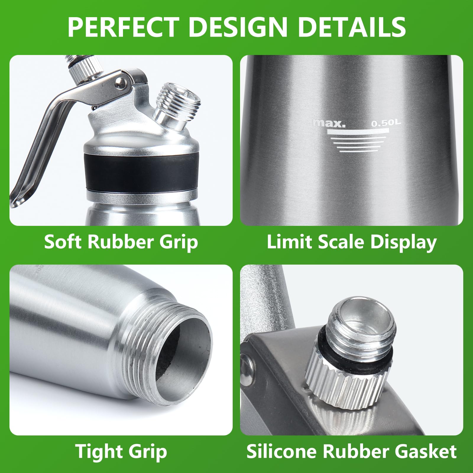 NatureKIT sello de silicona y rosca segura para espumar sin fugas.