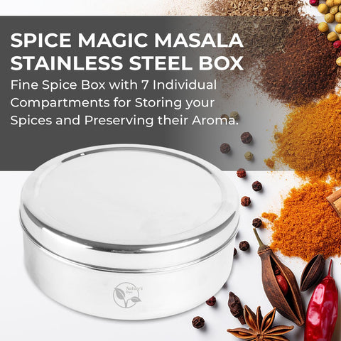 Nature's Own Masala Dabba ayuda a organizar hierbas y especias para cocinar.