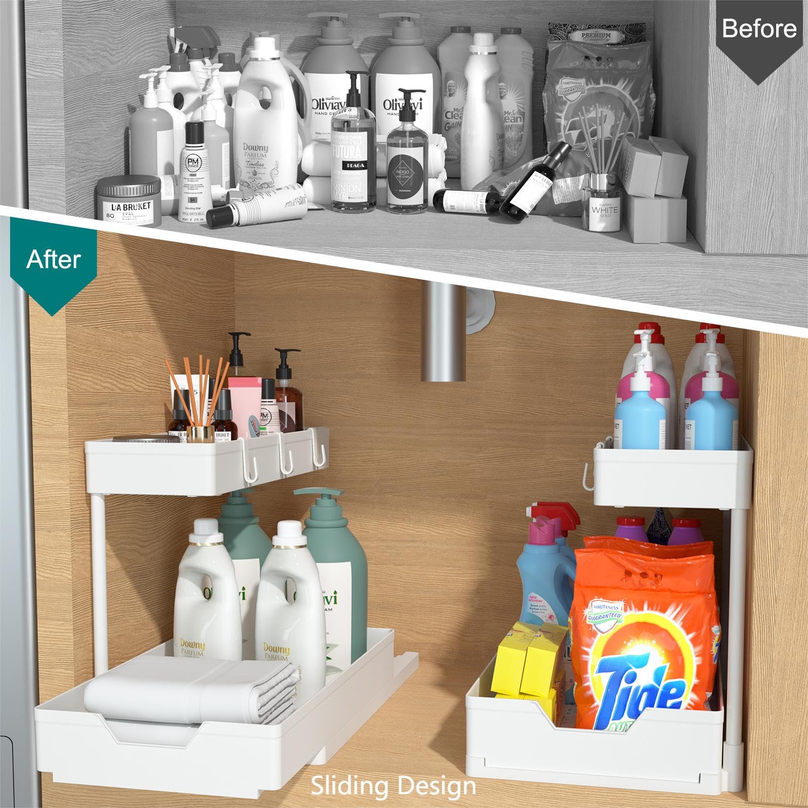 Conjunto doble Nature's Source para baño y cocina, facilita la organización de artículos.