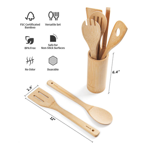 Naturoom cuchara ranurada de bambú, ideal para servir sin rayar