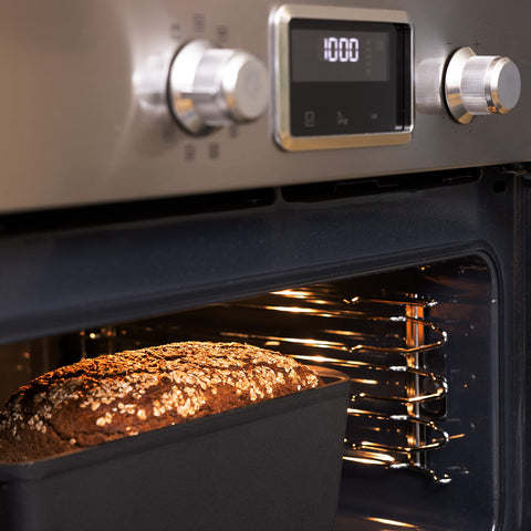 Navaris: pan de hierro rectangular 2 en 1 con tapa, listo para hornear.