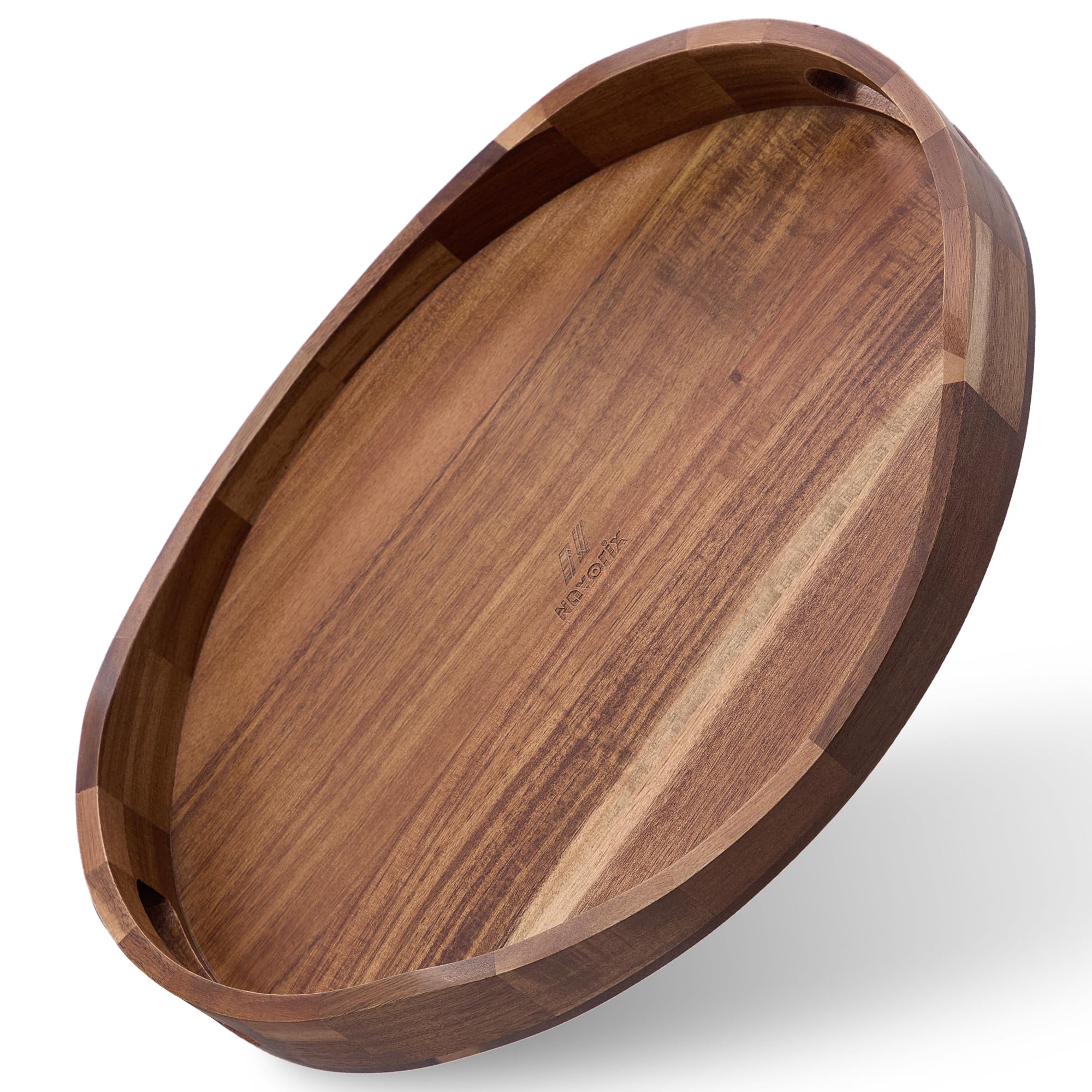 Bandeja NAVORIX de acacia con asas oval para servir con estilo