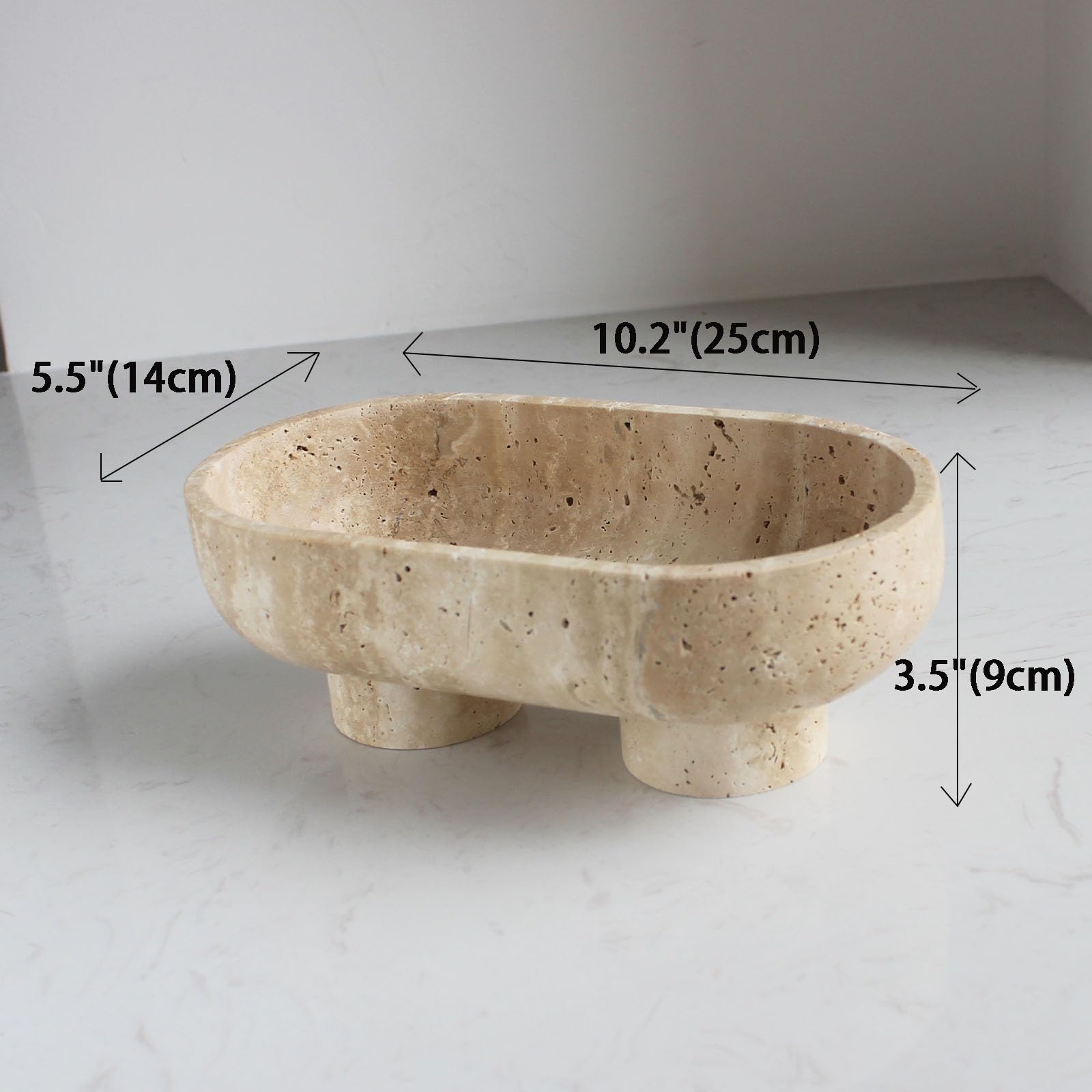 Nawgnail frutero pedestal travertina natural ideal para centro de mesa