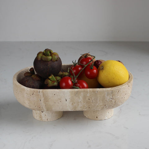 Nawgnail tazón fruta cocina travertina natural resistente y fácil de limpiar