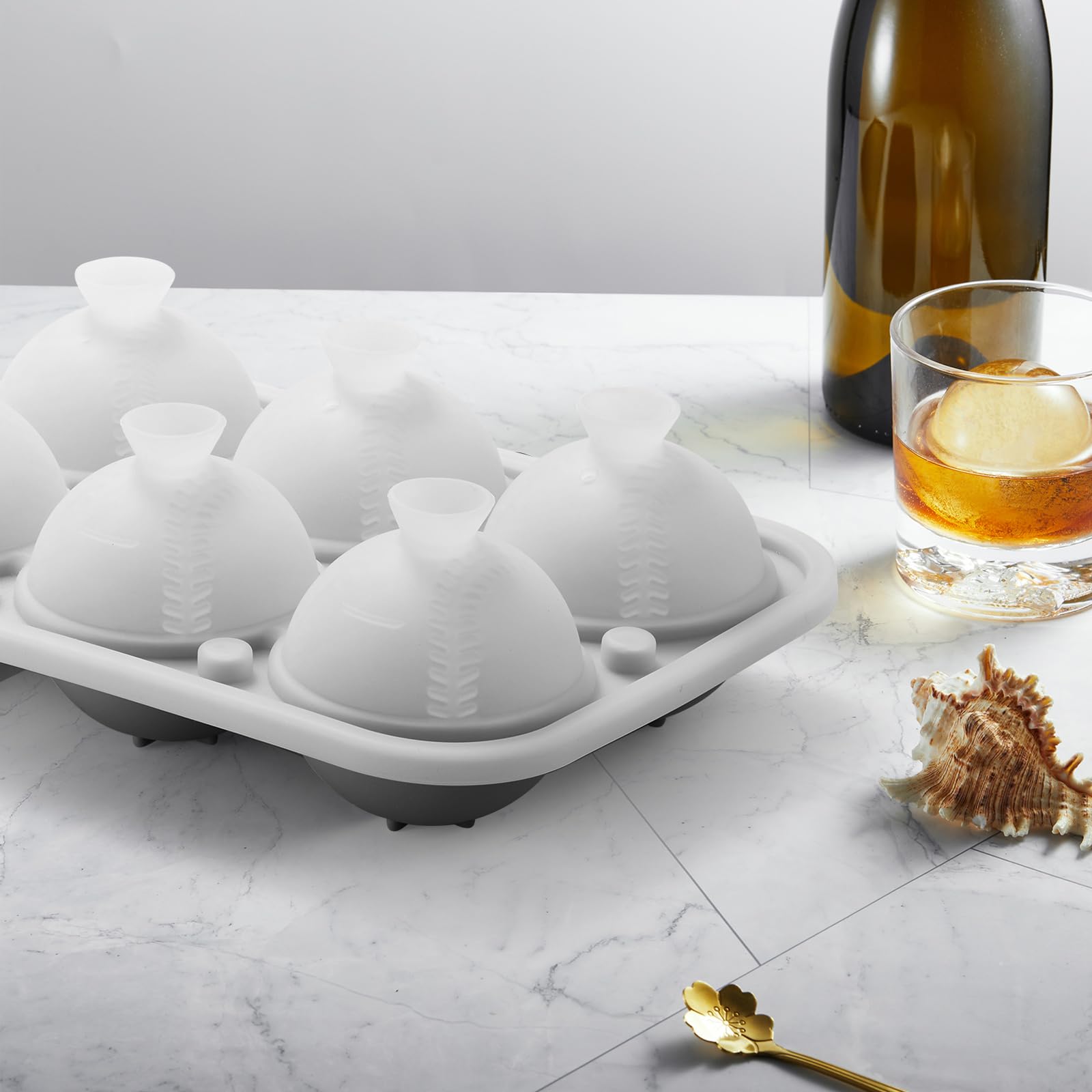 Nax Caki Cubos de hielo en forma de béisbol para cócteles y enfriamiento prolongado.