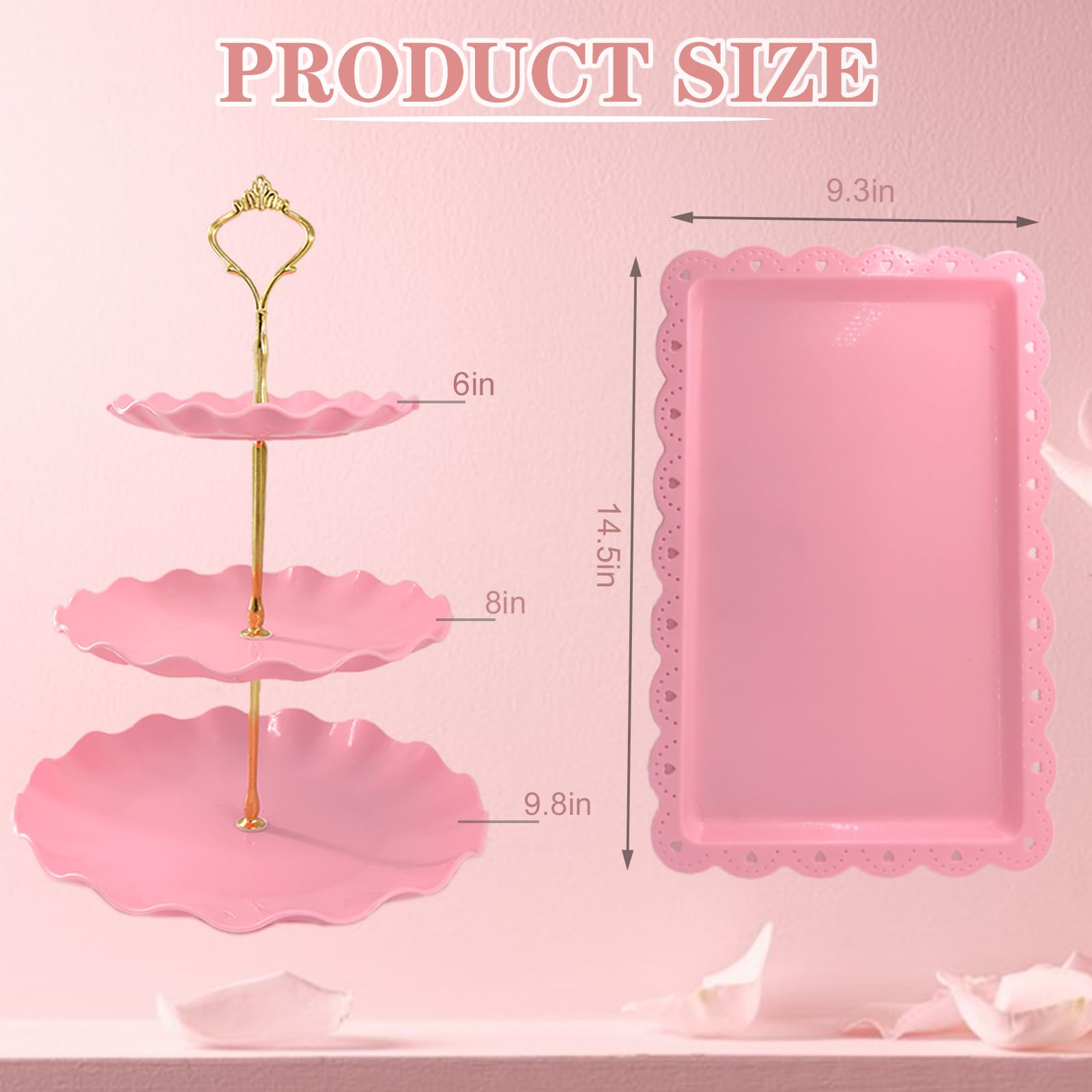 Bandejas de postre rosadas NAXIHOPT para servir dulces y frutas