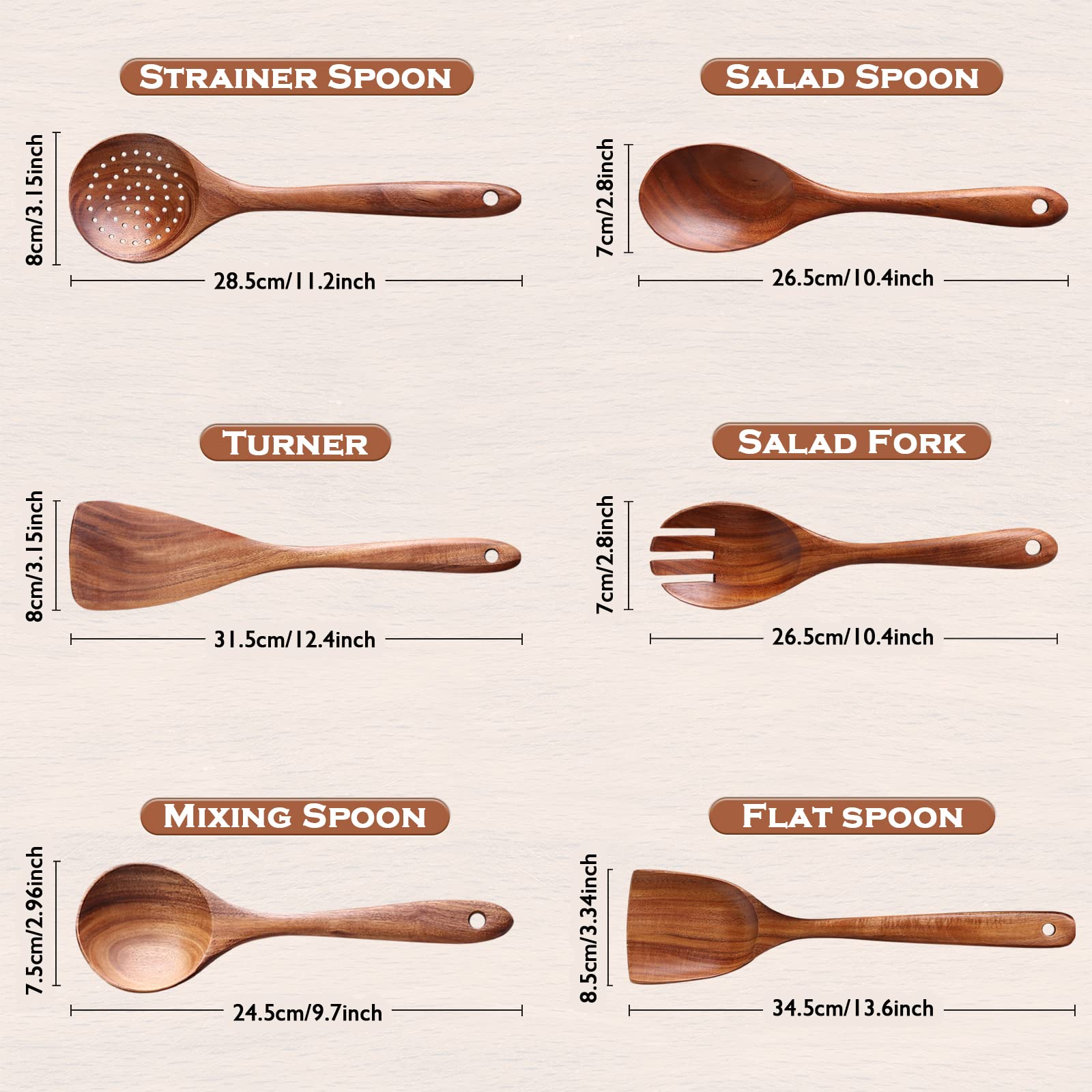 NAYAHOSE cuchara de madera con mango ergonómico, cómodo para cocinar.