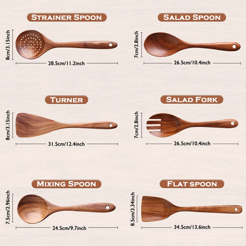 NAYAHOSE cuchara de madera con mango ergonómico, cómodo para cocinar.