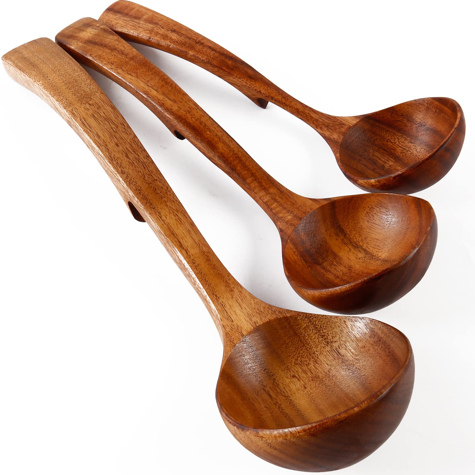 NAYAHOSE cucharón grande de madera teca para servir sopa con durabilidad.
