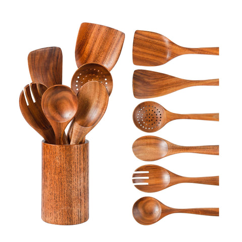 NAYAHOSE juego de cucharas de madera de cocina, duradero para uso diario.