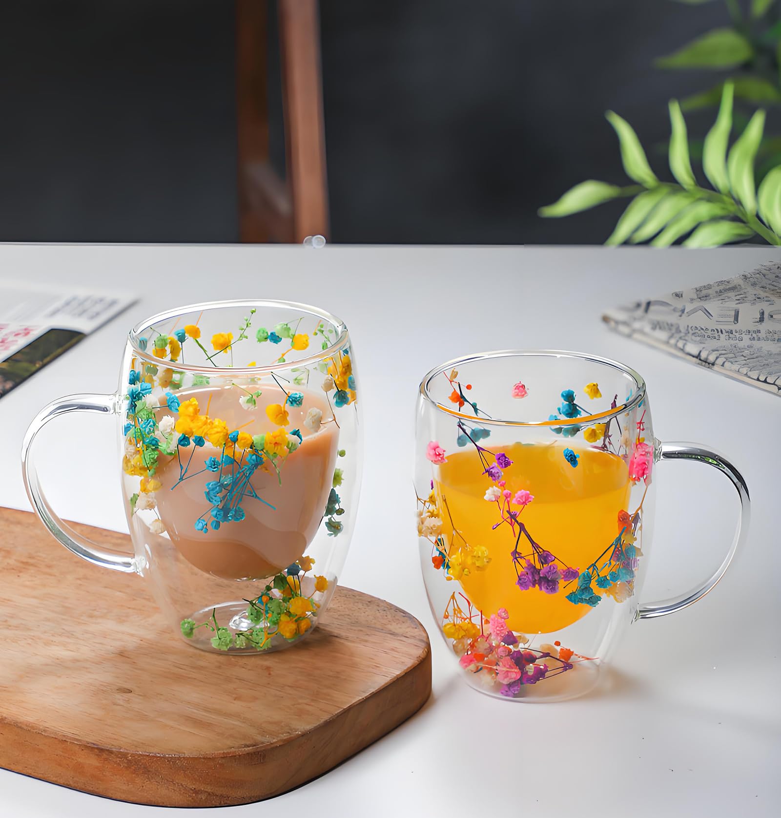 Copas NBHUZEHUA con decoración floral en cristal, estilo para mesas