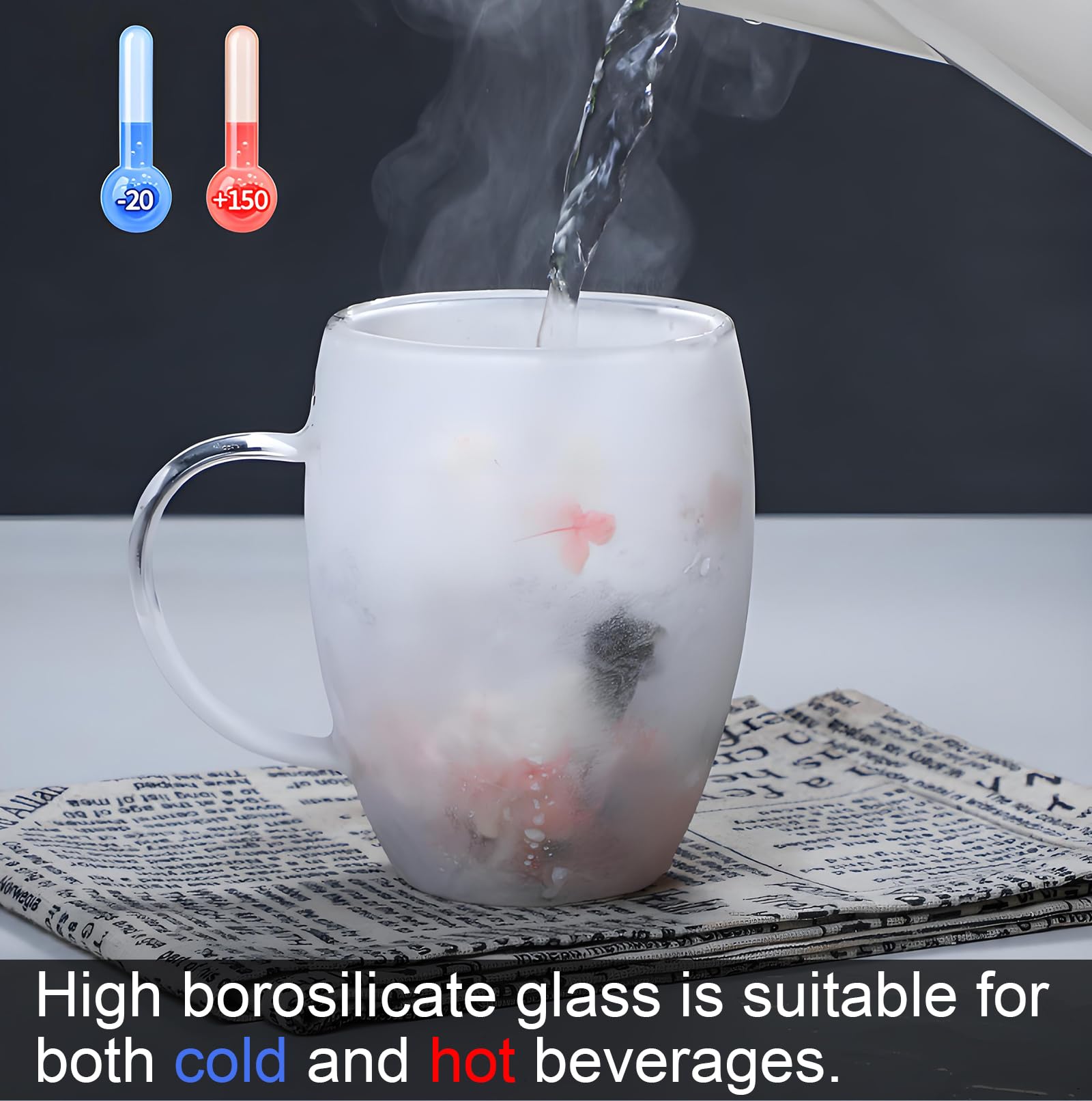 Taza NBHUZEHUA de espresso con doble pared y asa, mantiene la bebida caliente
