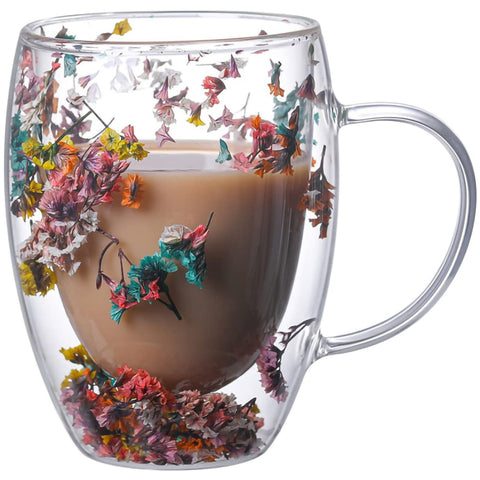 Taza NBHUZEHUA de vidrio doble pared para capuchino, mantiene caliente sin quemar la mano.