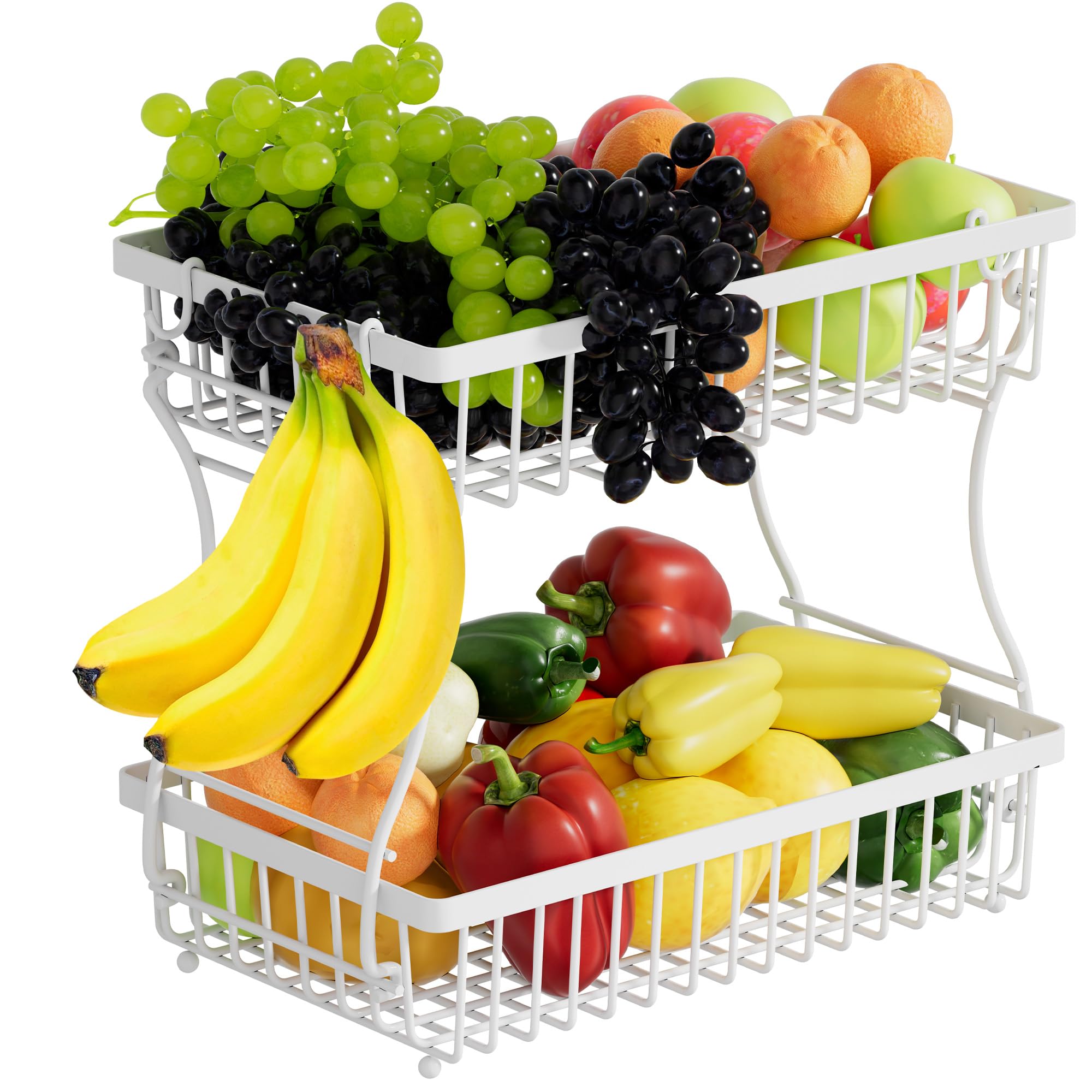 Nbwxcwbs cesta de dos niveles mantiene la fruta organizada y al alcance.