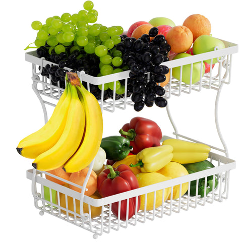 Nbwxcwbs cesta de dos niveles mantiene la fruta organizada y al alcance.