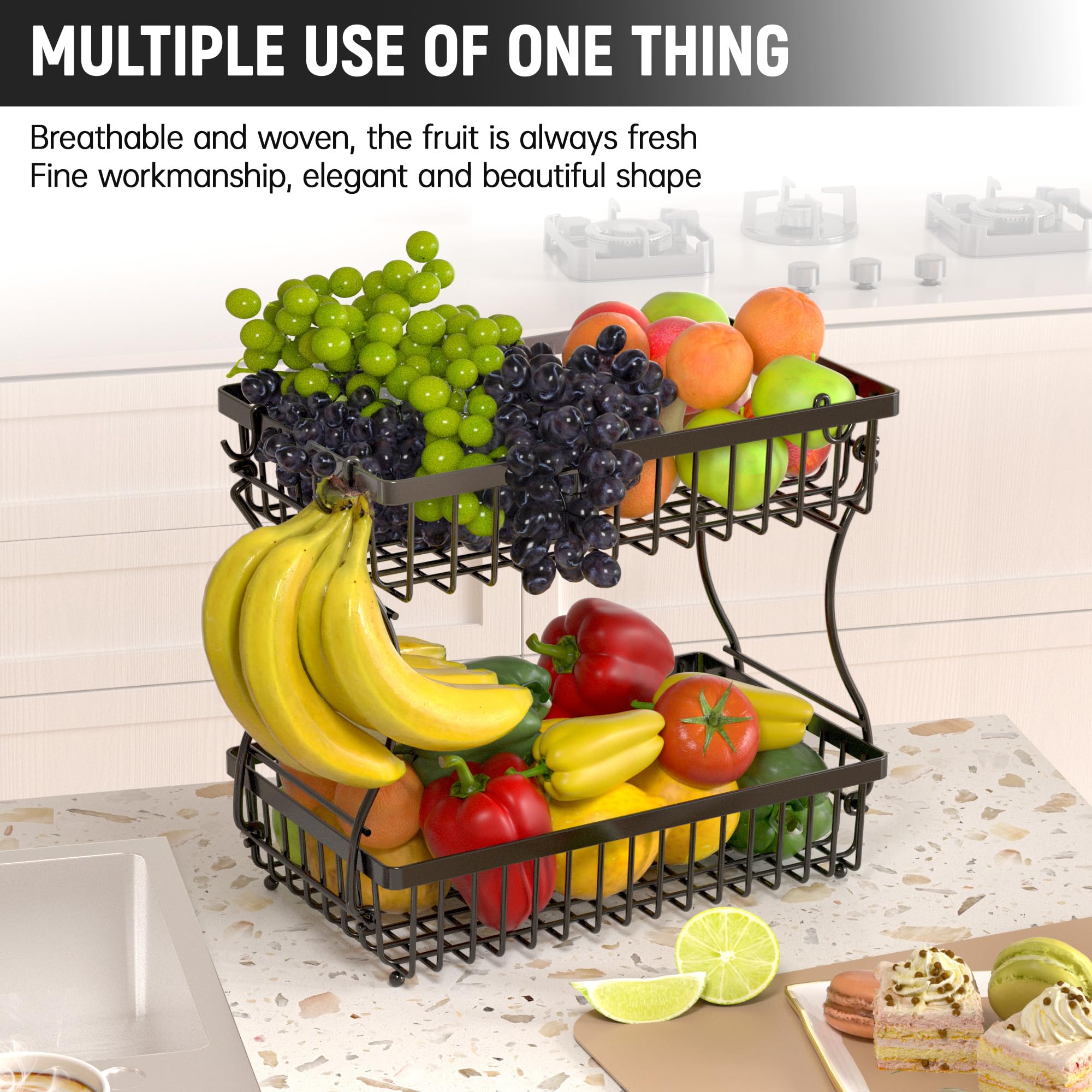 Nbwxcwbs frutas y verduras en cuencos metálicos para mejor visibilidad.