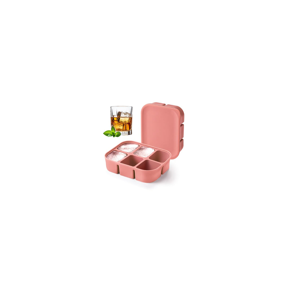 Bandeja Nbyouw para hielo grande apilable con tapa, ideal para cócteles.