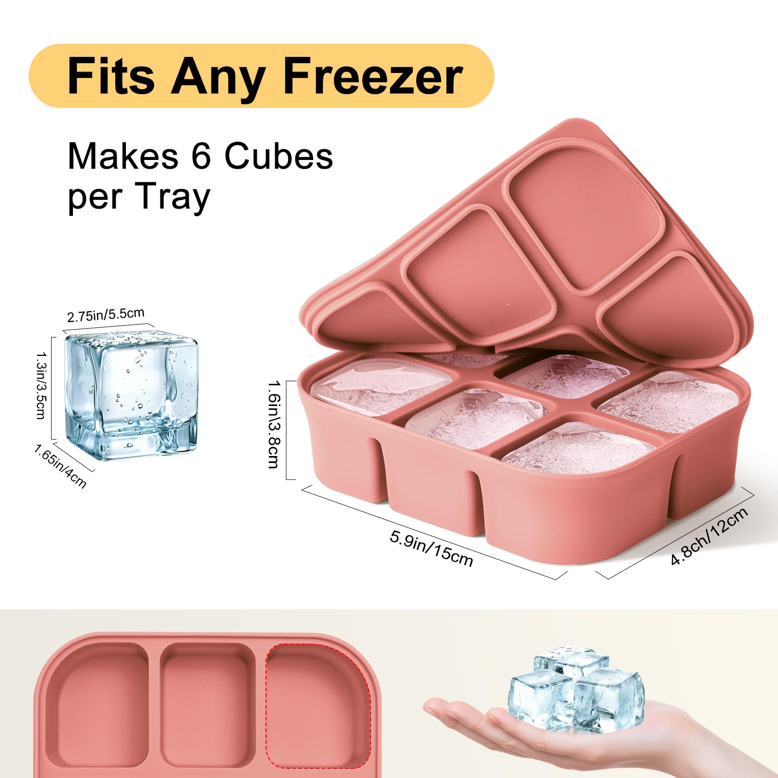 Molde Nbyouw de silicona para 6 cubos, desmolde fácil.