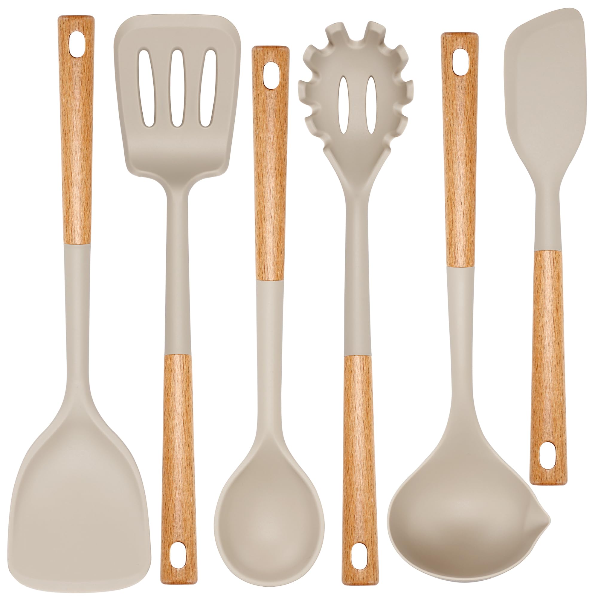 NCUE juego completo de utensilios de silicona para cocinar, confort y versatilidad en la encimera.