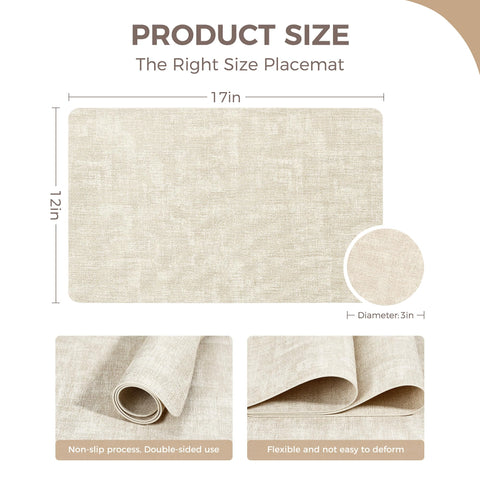NCUE manteles vinilo set4 beige, fáciles de lavar y limpiar