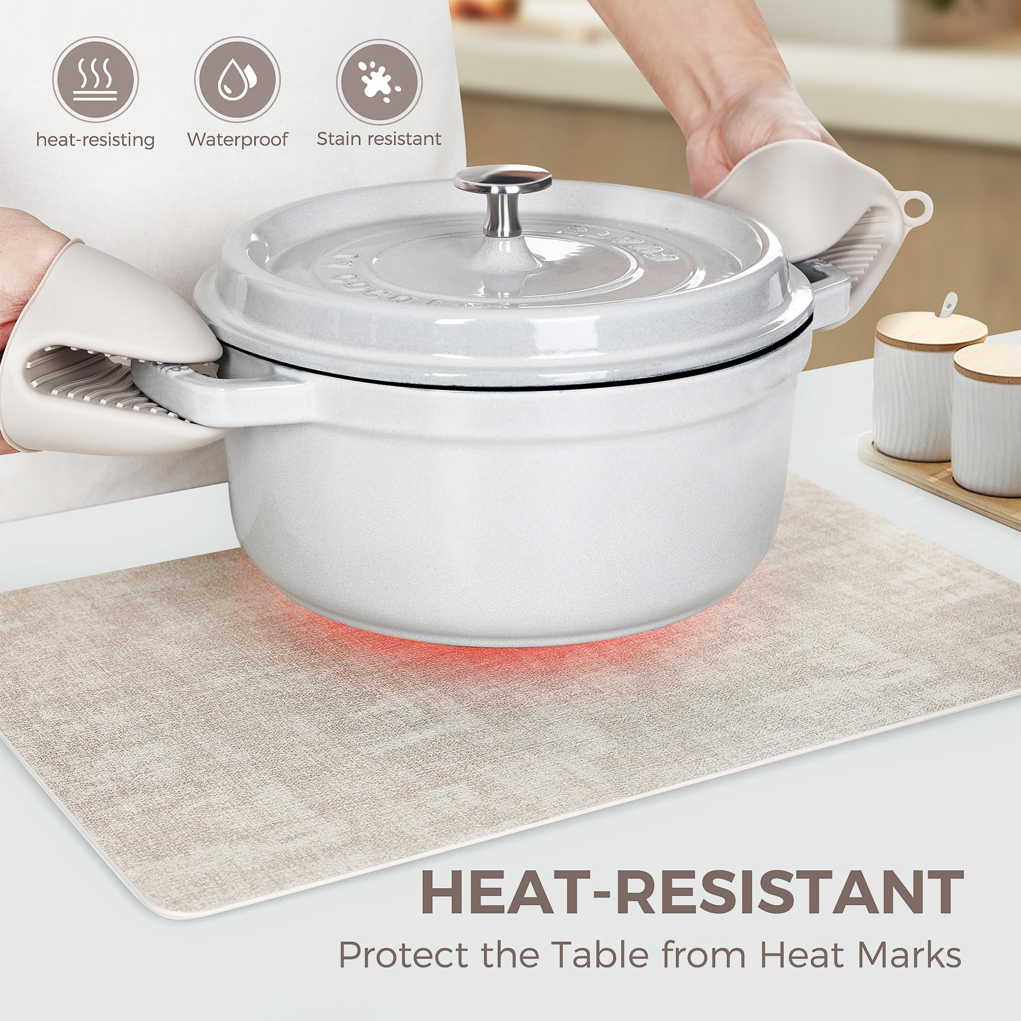 NCUE manteles vinilo set4 beige, resistencia al calor para platos calientes