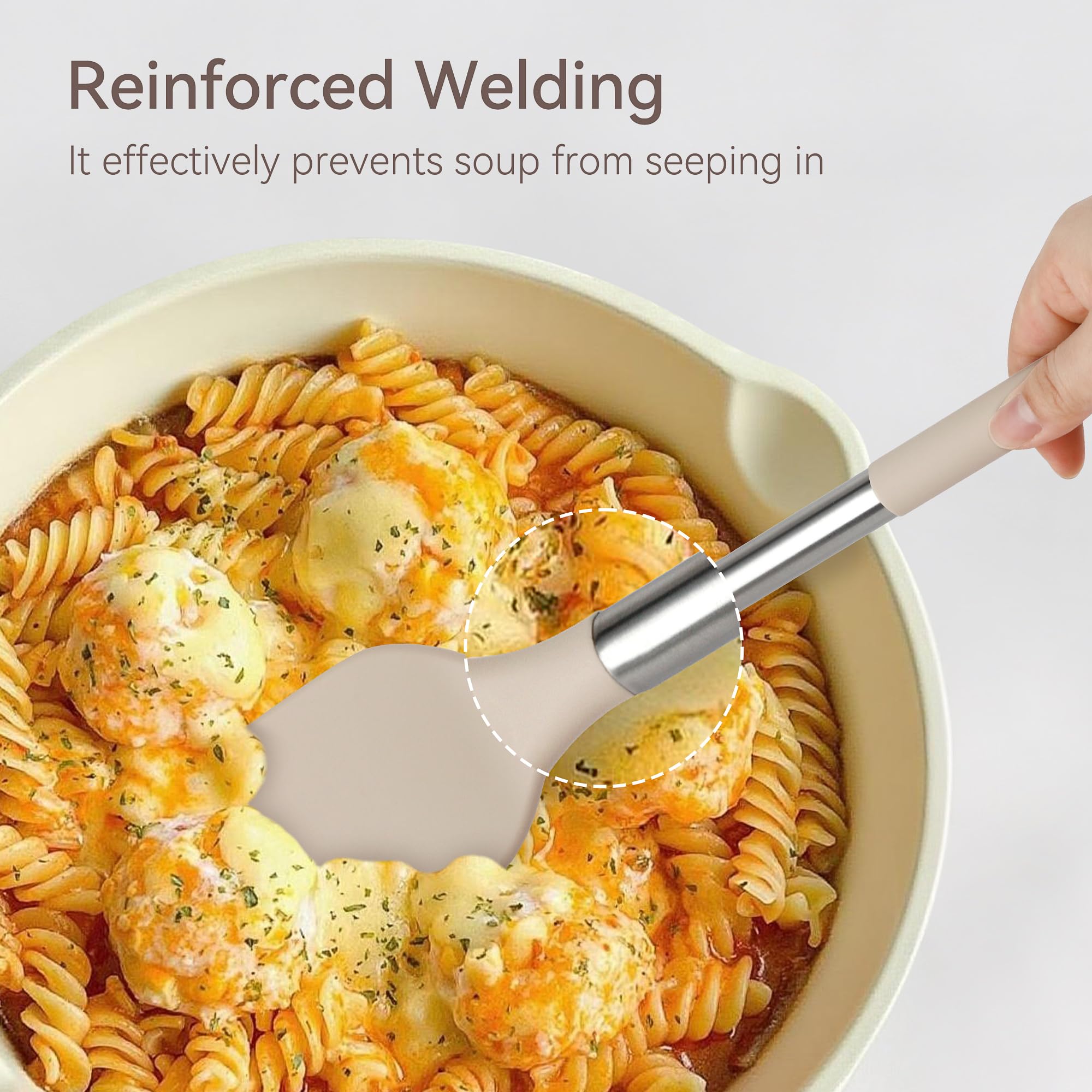 NCUE pala para pastas de silicona, sirve y mezcla sin rayar sartenes.